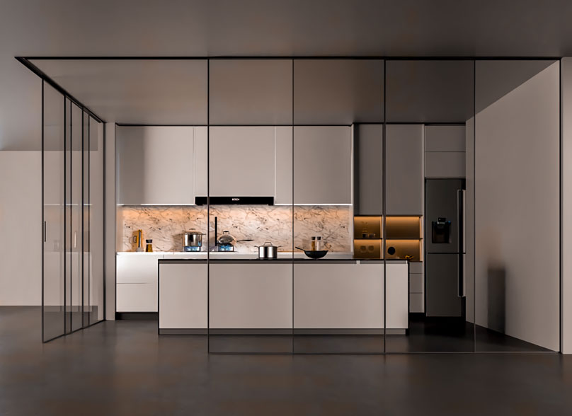 Perfect System Automatic Sliding 5 Door Telescopic Partition